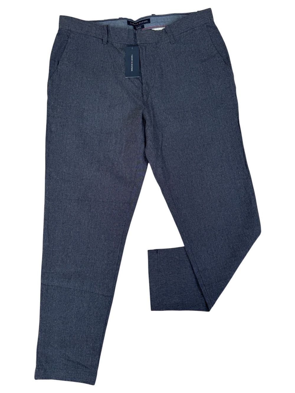 Tommy Hilfiger Men’s 34x32 Slim Fit Navy Linen Blend Pants Trousers